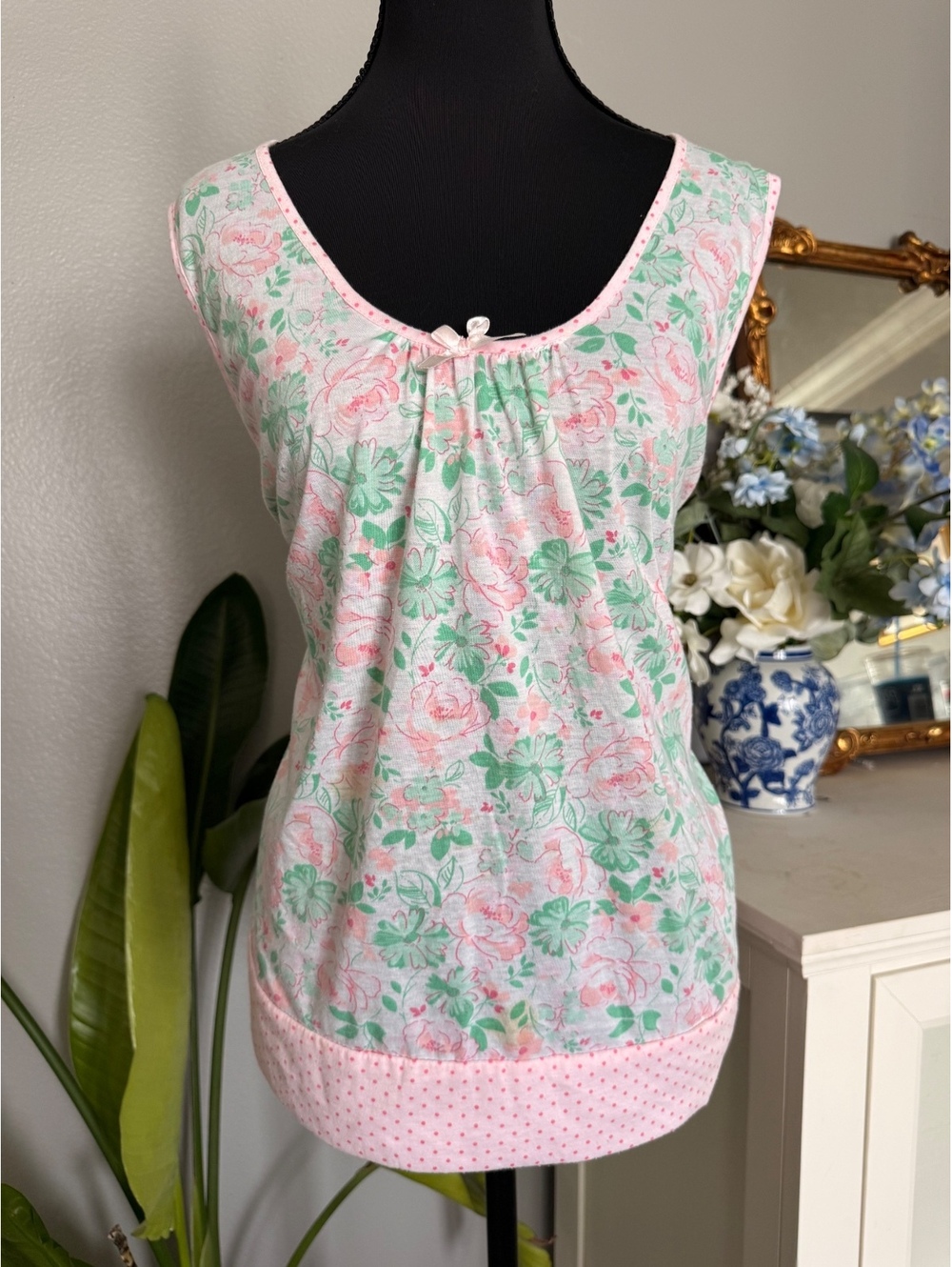 Vintage floral tank top - cottagecore, grandmacore lingerie top